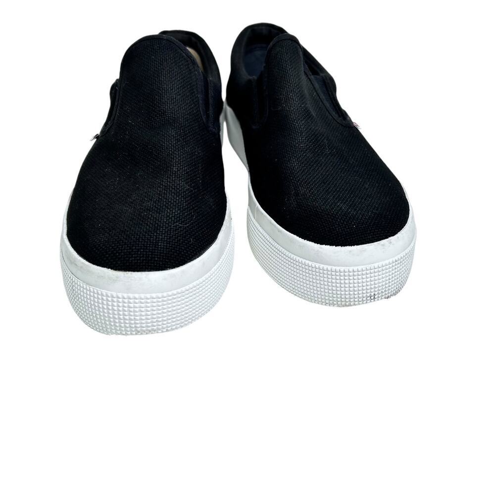 Superga Black White Womens Canvas Low Top Slip On Platform Slip On Sneaker - Picture 2 of 10
